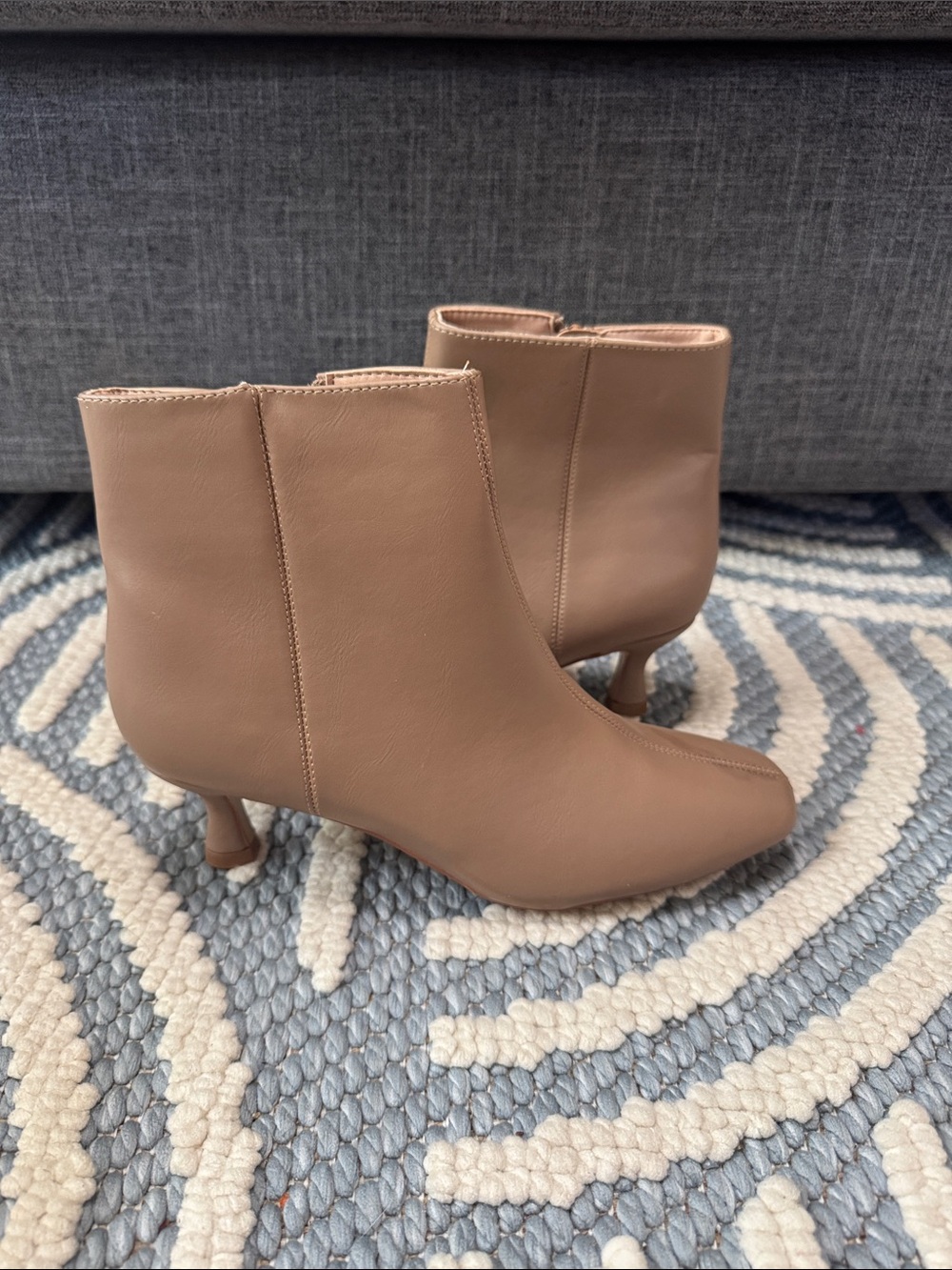 Journee Collection Taupe Ankle Booties Women's Size 5.5 Kitten Heel Side Zip